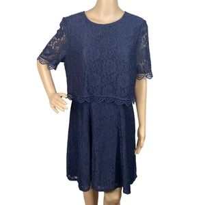 ASOS Navy Lace Midi Dress